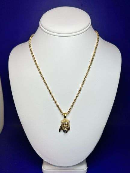 14 Kt Gold Plated Jesus Pendant With The Sparkling Crown