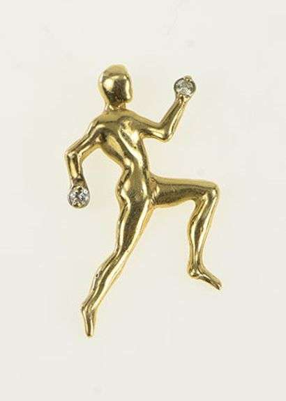 14K Yellow Gold Diamond Accent Runner Jogger Sprint Charm/Pendant