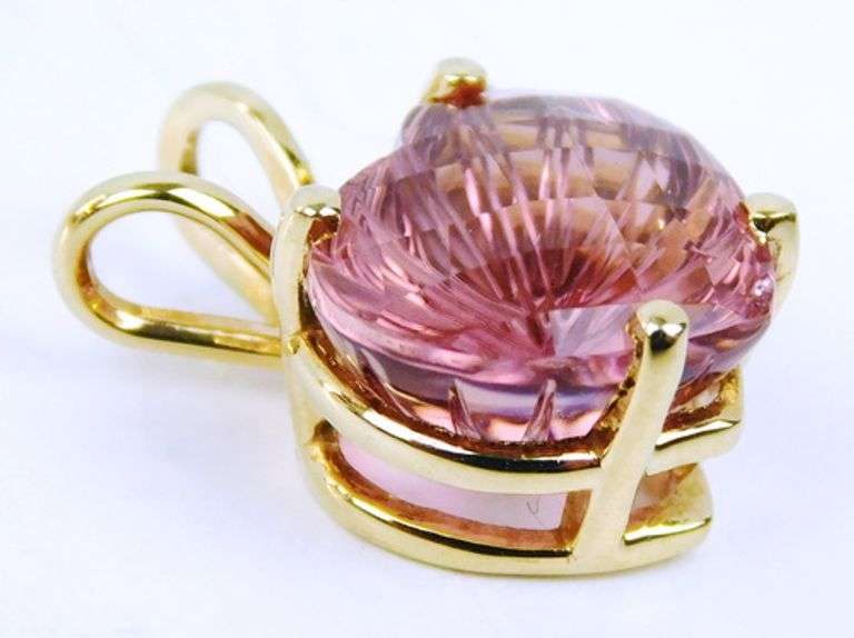 14K Pink Gemstone Heart Pendant