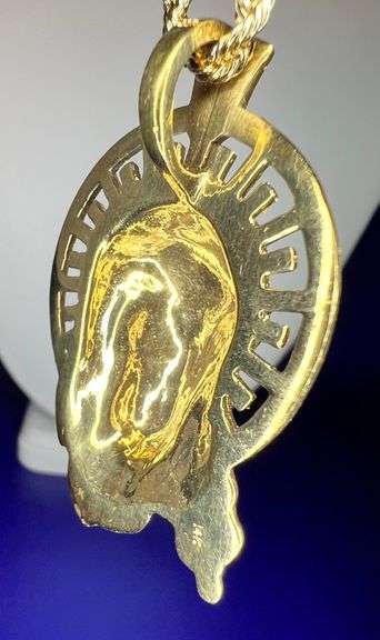 14 Kt Yellow Gold Plated 14.8 Gram Jesus Pendant Necklace