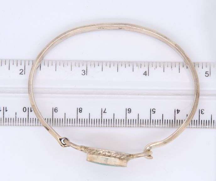 Vintage Sterling Silver Signed Turquoise Cuff Bracelet