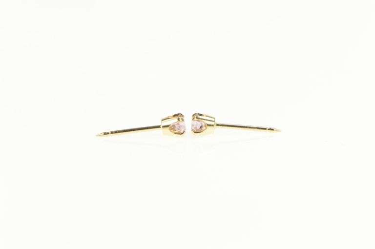 14K Yellow Gold Pink Cubic Zirconia Inset Vintage Stud Earrings