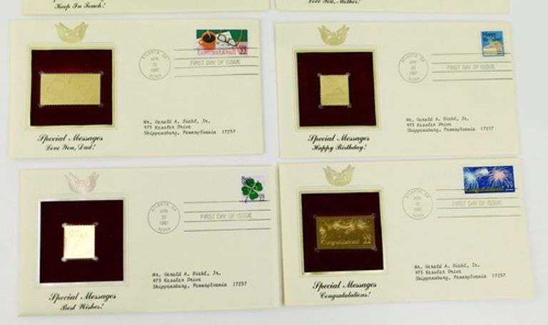 6 - 1987 1st Day Issue Covers/22KT Gold Stamps