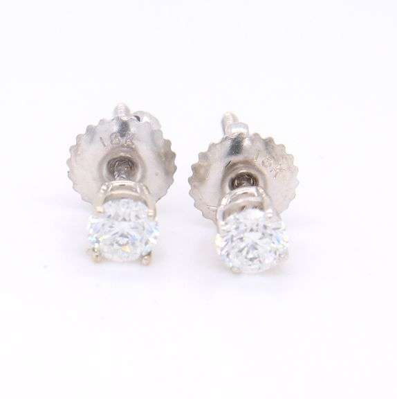 Elegant White Gold Round Brilliant Cut Diamond Stud Earrings