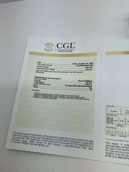 CERTIFIED 14K YELLLOW GOLD AND DIAMOND RING.
