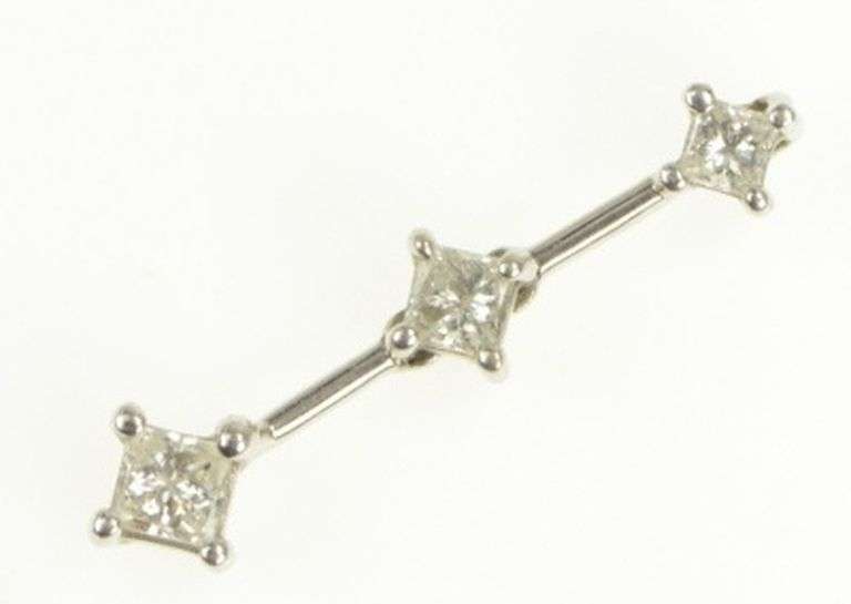 14K White Gold 0.50 Ctw Princess Diamond Tiered Drop Pendant