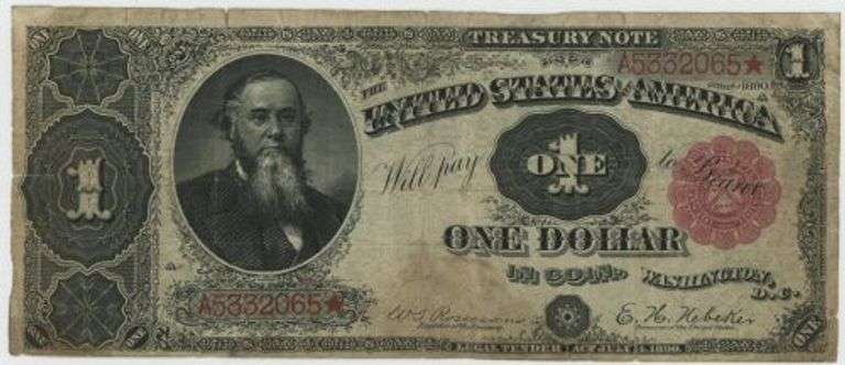 Very scarce 1891 Large Size $1 Treasury Note in circ