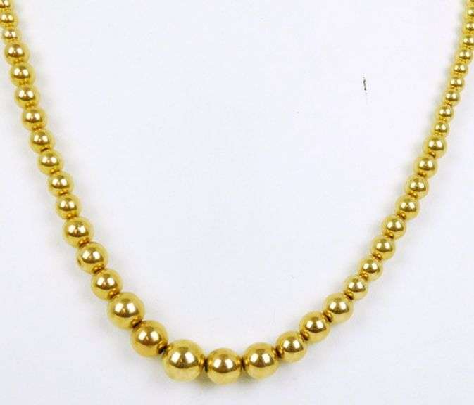 14K Yellow Gold Bead Necklace