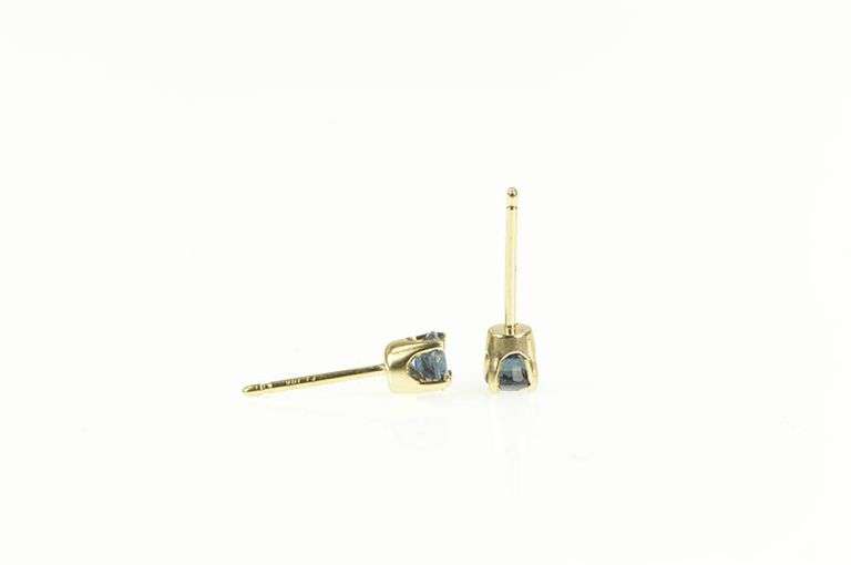 14K Yellow Gold Round Sapphire Solitaire Classic Stud Earrings
