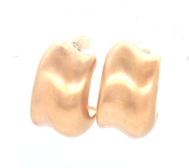 Nice 18kt Rose Gold Textured Half Hoop Earrings