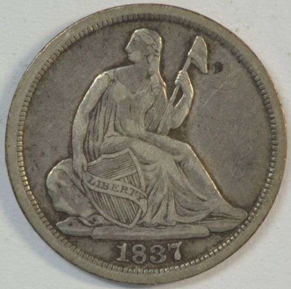 Very scarce 1837 No Stars Obverse Liberty Seated Half Dime in VF/XF