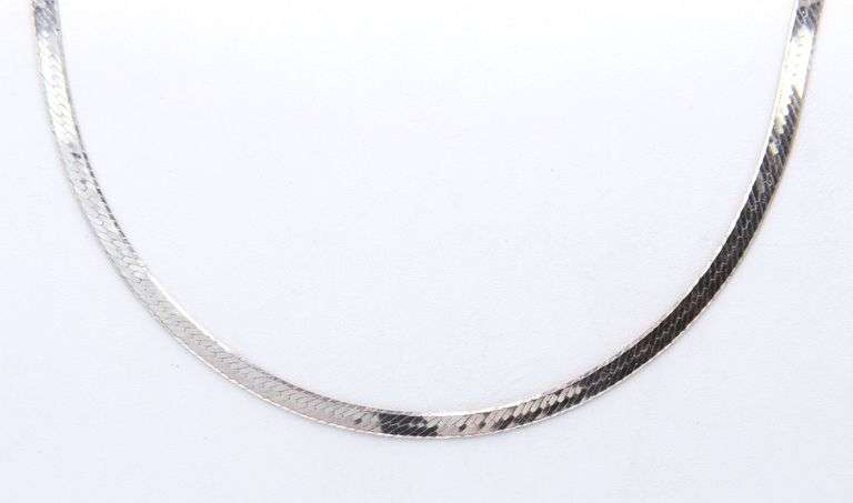 Italian 925 Sterling Silver Herringbone Chain Necklace