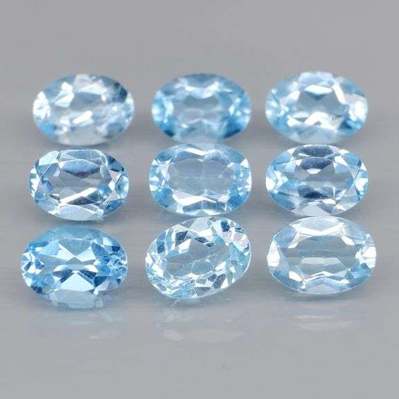 Matched! 9 piece 8.46ct full fire swiss blue Topaz set