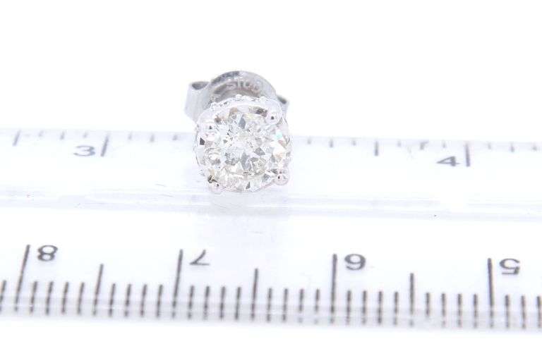 Brilliant White Gold 1.30ctw Diamond under Halo Stud Earrings