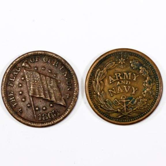 2 Dix Civil War Tokens
