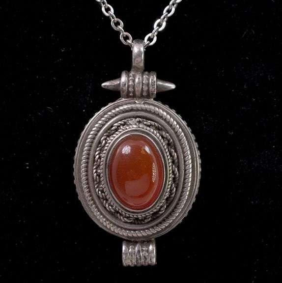 Sterling Silver Carnelian Gemstone Pendant Necklace
