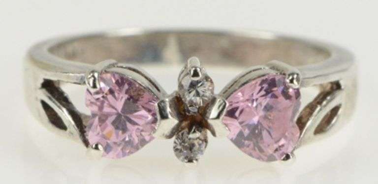 Sterling Silver Heart Pink CZ Love Symbol Promise Ring
