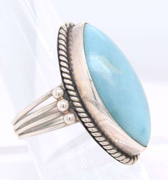 Sterling Silver Marquise Larimar Engagement Ring