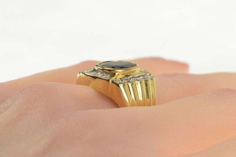 18K Yellow Gold 5.59 Ctw Natural Sapphire Diamond Halo Squared Ring