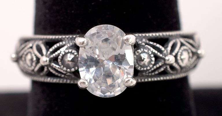 Sterling Silver CZ Gemstone Ring