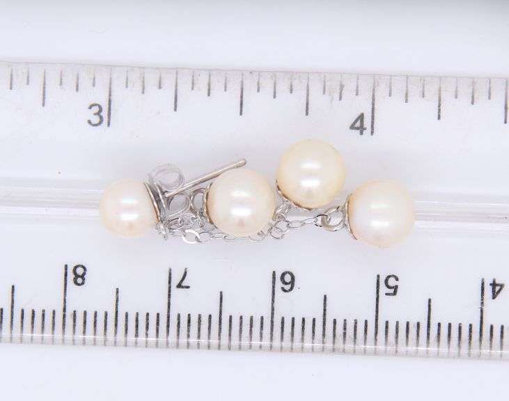 Prime White Gold Pearl Dangle Earrings