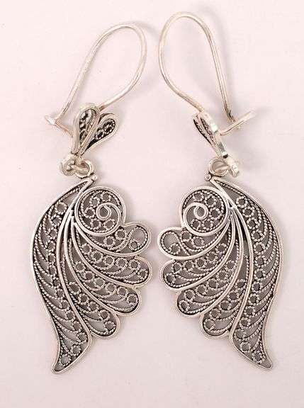 Sterling Silver Feather Dangle Earrings