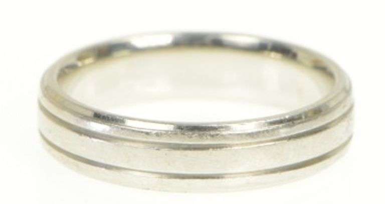 Platinum 5.0mm Grooved Simple Wedding Band Ring