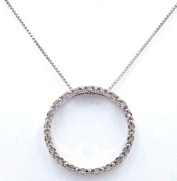 Set of 925 Sterling Silver Cubic Zirconia Pendant on Chain and Hoop Earrings