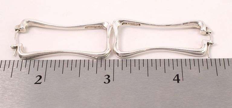 Sterling Silver Box Hoop Earrings