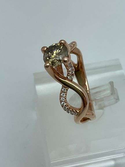 CERTIFIED 14K ROSE GOLD AND DIAMOND RING