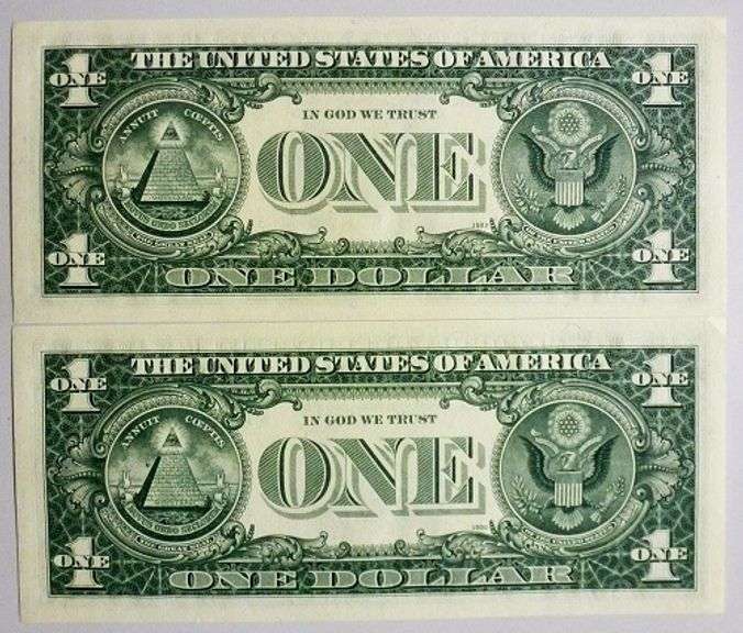 (2) Crisp Exceptional 1969C $1 Star Notes Dallas Consecutive Serial Numbers!