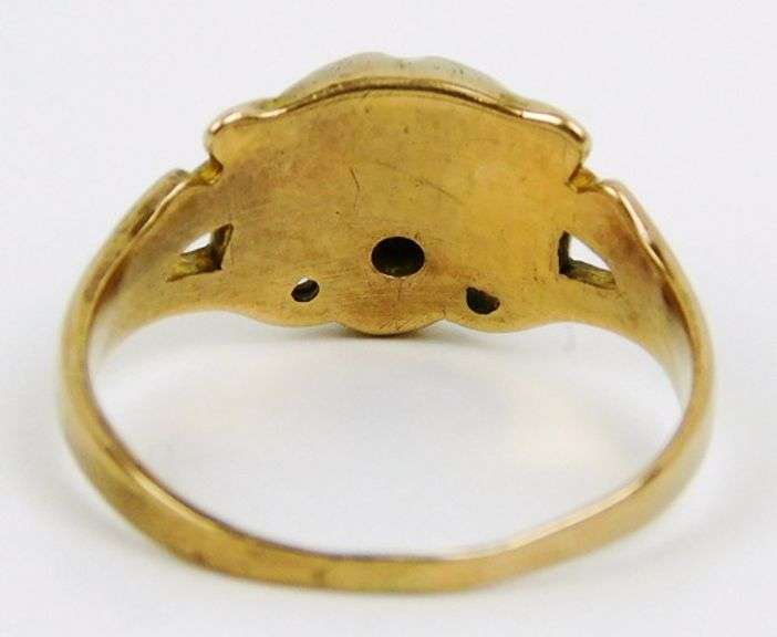 Antique 9K Gold Lion Ring with Gemstones, Size 5.75