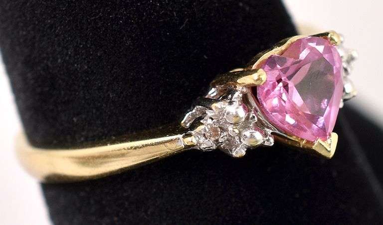 Precious Pink Sapphire and Diamond Ring in Yellow Gold