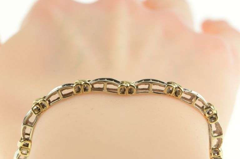 10K Yellow Gold 1.00 Ctw Two Tone Classic Diamond Tennis Bracelet