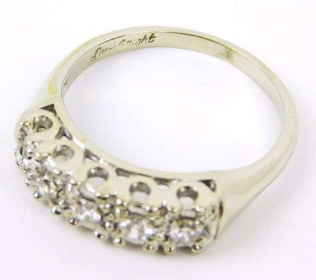 Early 14K Ring with 5 Diamonds, Size 6.5