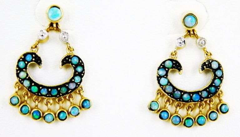 Amazing Vintage 14K Dangly Opal Earrings