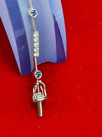 CERTIFIED 18K WHITE GOLD DIAMOND AND SAPPHIRE BRACELET.