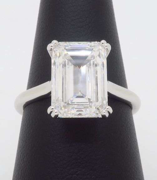 Certified 4.59CT Emerald Cut Diamond Solitaire Ring