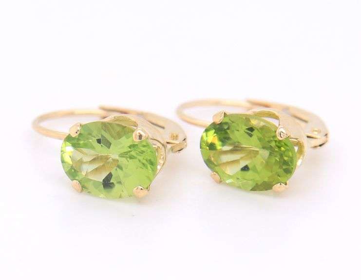 Fantastic Yellow Gold 2.70ctw Peridot Earrings