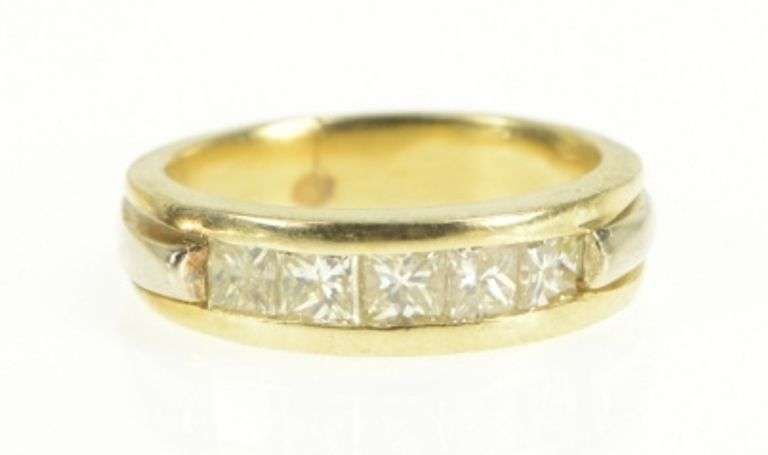 14K Yellow Gold 1.45 Ctw Princess Diamond Channel Band Ring