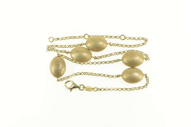 Sterling Silver Charles Garnier Oval Puffy Textured Chain Necklace