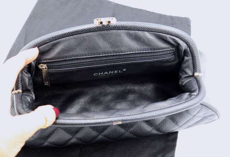 Chanel Timeless Quilted Caviar Clutch Bag