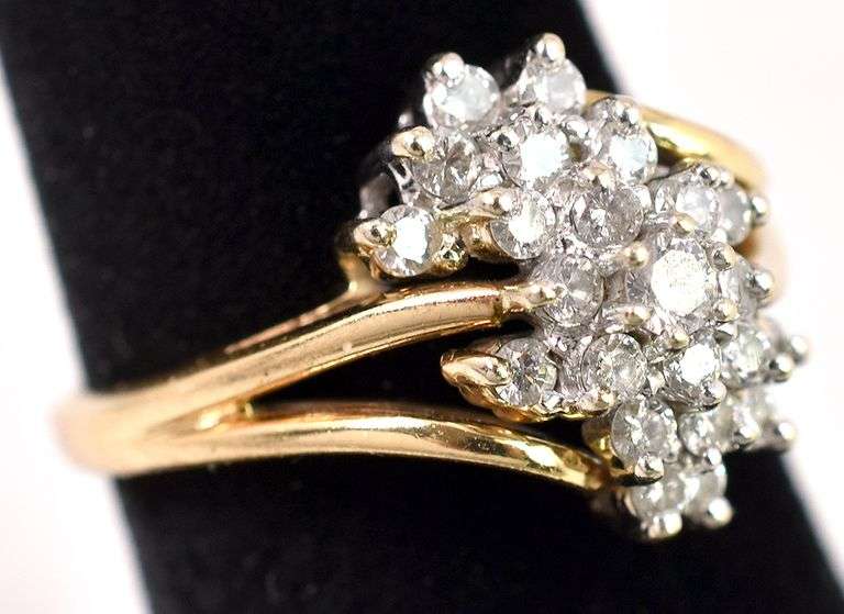 Precious Waterfall Diamond Ring in 14K Yellow Gold