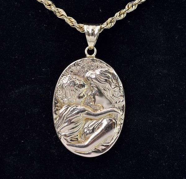 Loving 14K Yellow Gold Mother and Child Pendant Necklace