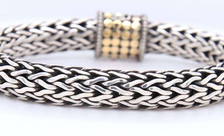 Trendy John Hardy 10mm 2 Tone Bracelet
