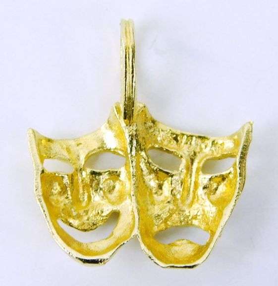 14K Yellow Gold Opera Mask Pendant