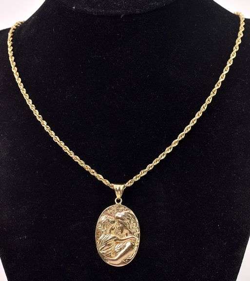 Loving 14K Yellow Gold Mother and Child Pendant Necklace