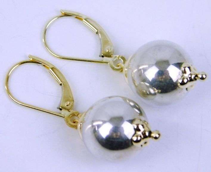14K Gold & Sterling Bead Earrings