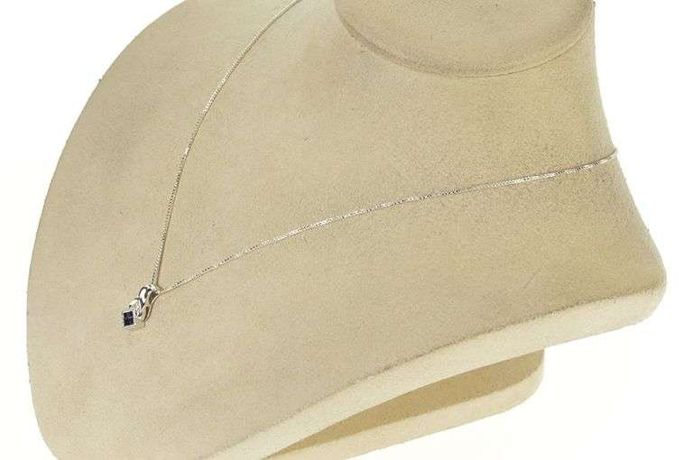 10K White Gold Princess Sapphire Cluster Diamond Accent Pendant
