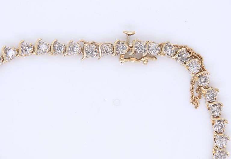 Divine Yellow Gold 3.30ctw S Link Diamond Bracelet